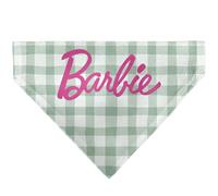 Barbie Pet Bandana Barbie Script Plaid Beige Olive Pink Slip On Collar Bandana Only