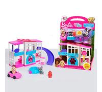 Barbie Pet Dreamhouse 2-Sided Playset, 10-pieces Include Pets and Accessories, Kids Toys for Ages 3 Up, Pink