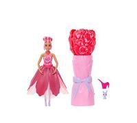 Barbie Petal Pop Scented Doll with Rose Dress & Accessories, Bouquet Reveal with Pet Bunny & Surprises like Watering Can, Necklace & Earrings, JMF59