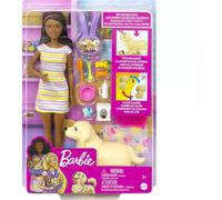 Barbie Pets Doll & Newborn Pups Playset with Mom Dog, 3 Colour-Change Puppies