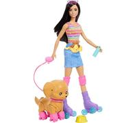 Barbie Pets Skate and Run Brunette Doll with Skating Puppy, Leash, Mat ching Skates, Sunglasses, and Pet Accessories, JMJ45