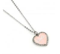 Barbie Pink Enamel Heart Pendant Crystal Necklace BMN00003 - Premium