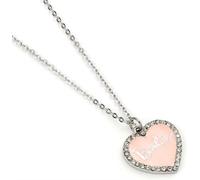 Barbie™️ Pink Enamel Heart Pendant Necklace with Crystal