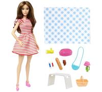 Barbie Pink Passport Paris Doll Set With Clothes & Picnic Accessories, Includes Brunette Doll