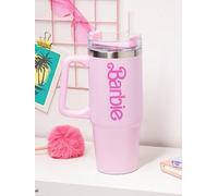 Paladone Barbie Official Licensed Pink Logo H2O Bottle, Stainless Steel Vacuum Insulated Tumbler with Lid and Straw for Water, Iced Tea or Coffee