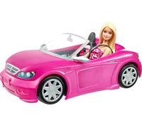 Barbie Playset with Sparkly Pink 2-Seater Toy Convertible Car Featuring Glam De