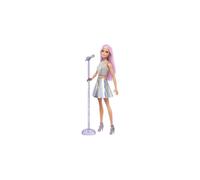 Barbie Pop Star Doll Dressed In Iridescent Skirt with Microphone and Pink Hair, Gift for 3 to 7 Year Olds, FXN98