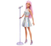 Barbie Pop Star Doll Dressed In Iridescent Skirt with Microphone and Pink Hair, Gift for 3 to 7 Year Olds, JCW42
