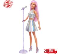 Barbie Pop Star Doll Pink Hair Iridescent Skirt Microphone Gift JCW42 3-7Y