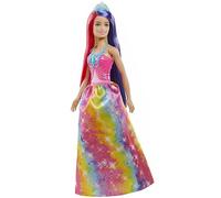 Barbie-Prinzessin Dreamtopia-Puppe mit rosa, lila und blondem Haar, Prinzessinnenrock, blauer Krone und Glitzertop, Bürste und Stylingzubehör, inkl. Barbie-Puppe, Geschenk für Kinder ab 3 Jahren.