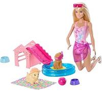 Barbie Puppy Pool Party Playset, Doll with Pets & Fun Accessories