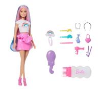 Barbie Rainbow Sparkle Hair Doll and Accessories | Fashion Doll Featuring Extra-Long Hair with 12 Stylish Accessories Including Glitter Tube and Hair Dryer, JJP07