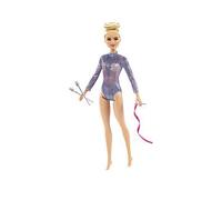 Barbie Rhythmic Gymnast Blonde Doll (12-in/30.40-cm) with Colorful Metallic Leotard, 2 Clubs & Ribbon Accessory, Great Gift for Ages 3 Years Old & Up, GTN65