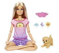 Barbie Rise and Relax Doll, Blonde, Light & Music for Meditation, Eye Mask, Puppy & 3 Emoticon Plug-Ins, Toy for Kids 3 Years Old & Up, HHX64
