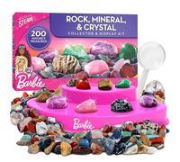 Barbie Rock Collection Box with 200 Rocks, Minerals, Crystals, and Geode | 200 Rocks, Minerals, and Crystals, Break-Open Geode, Rough and Tumbled Stones, ID Guide, Geology STEM, The STEAM Lab