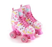 BARBIE Roller Skates for Girls - Adjustable Sizes 12-2, Glitter Wheels, ABEC 5 Bearings - Durable PVC Material, Foam Shoe Lining - Perfect for Active Fun and Adventures, Size 12-2