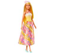 Barbie Royal Doll with Brightly Highlighted Fantasy Hair, Colorful Accessories, Yellow Ombre Bodice and Butterfly-Print Skirt, HRR09