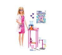 Barbie Scientist Doll and Accessories with Blonde Fashion Doll, Lab Table, Microscope, & Color-Change Beaker & Petri Dish Accessories, JCR70