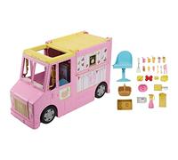 Barbie Sets, Lemonade Truck Playset with 25 Pieces, Prep and Dining Areas, Colorful Food and Drink Accessories, HPL71