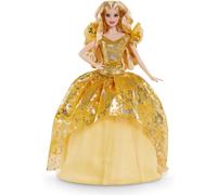 Barbie Signature 2020 Holiday Doll (12-inch Blonde Long Hair) in Golden Gown, with Doll Stand and Certificate of Authenticity, Gift for 6 Year Olds and Up