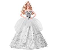 Barbie Signature 2021 Holiday Barbie Doll (12 Inch, Blonde Wavy Hair) in Silver Gown, with Doll Stand and Certificate of Authenticity