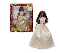 Barbie Signature, 2025 Holiday Black Hair Fashion Doll Wearing Silver & Gold Gown, Seasonal Collector Toy in Displayable Packaging, JBJ01