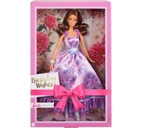Barbie Signature Birthday Wishes Doll Collectible in Satiny Lilac Dress with Wavy Brown Hair and Giftable Packaging