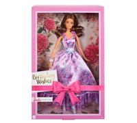 Barbie Signature Birthday Wishes Doll with Silky Lilac Dress Brown Wavy Hair - G