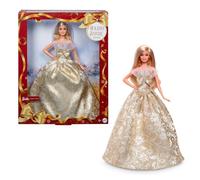Barbie Signature, 2025 Holiday Blonde Fashion Doll Wearing Silver & Gold Gown, Seasonal Collector Toy in Displayable Packaging, JBJ00