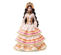 Barbie Signature Doll, Día De Muertos 2025 Collectible in Ruffled Cream Gown Trimmed with Marigolds and Ribbon, Flower Crown and Calavera Face Paint, JBJ05