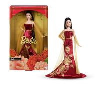 Barbie Signature Lunar New Year Fashion Doll Wearing Red Dress with Golden Peony Print, Collectible Holiday Toy, JJX83