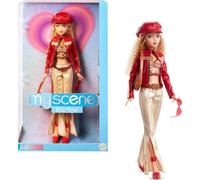 Barbie Signature My Scene Doll and Accessories, in Y2K-Inspired Outfit with Pleather Jacket, Flare Pants, Saddle Bag and Doll Stand, HYC17
