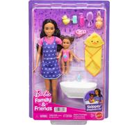 Barbie Skipper Babysitters Inc. Playset with Brunette Doll, Brunette Toddler Doll, Bathtub & 6 Accessories Including a Rubber Duckie, JJB43