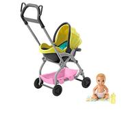 Barbie Skipper Babysitters Inc. Doll and Playset, Small Baby Doll with 2-in-1 Stroller [Old Model]