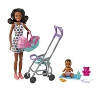 Barbie Skipper Babysitters Playset with Brunette Babysitter Doll Pram & Baby