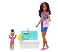 Barbie Skipper Babysitters Inc. Playset with Bathtub, Babysitting Skipper Doll and Small Toddler Doll with Button to Move Arms