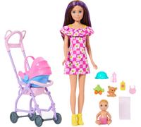 Barbie Skipper Babysitters Inc. Playset with Brunette Doll, Blonde Baby Doll, Stroller with Removable Car Seat & 7 Accessories, JJB42