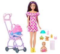 Barbie Skipper Babysitters Inc. Playset with Brunette Doll, Blonde Baby Doll, Stroller with Removable Car Seat & 7 Accessories, JJB42