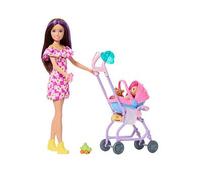 Barbie Skipper Babysitters Inc. Playset with Brunette Doll, Blonde Baby Doll, Stroller with Removable Car Seat & 7 Accessories, JJB42