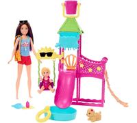 Barbie Skipper Babysitters Inc. Toys, Skipper Doll and Waterpark Playset with Working Water Slide and Accessories, First Jobs