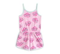 Barbie Girls Pink Sleeveless Playsuit | Summer Outfit with Heart Logo, Elastic Waist & Pockets | Lightweight Kids Casual Wear | Cute Cartoon Romper | Official Clothing - 3-4 Years