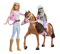 Barbie - Stacie Sisters on Horse Playset with Horse and Saddle of 2, with Riding Outfits, Toy and Gift for Children 3+ Years, GXD65
