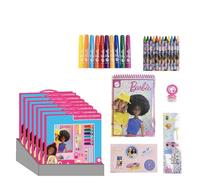 Barbie Stationery Colouring Set for Kids Includes 1 Colouring Book, 1 Stamp, 2 Sticker Pages, 10 Colour Markers, 12 Wax Crayons
