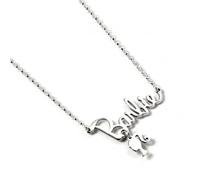 Barbie Sterling Silver Necklace Name Logo Silhouette Charm