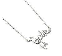 Barbie Sterling Silver Necklace with Name Logo & Silhouette Charm