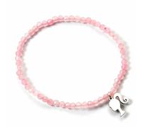 Barbie Sterling Silver Silhouette & Rose Quartz Bead Bracelet