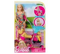 Barbie Stroll n Play Pups Playset with Barbie Doll 2 Puppies and Pet Stroller