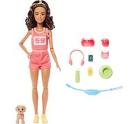 Barbie Style Made to Move Wellness Runner Doll in Pink Barbiecore Jersey & Shorts with Puppy, and 9 Accessories, Including Fanny Pack, Visor & Sunglasses , JNM28