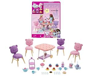 Barbie Tea Party Playset for Preschoolers, My First Barbie Tea Party Playset and Accessories, Preschool Toys and Gifts, Tea Party with 18 Storytelling Pieces, Two Plush Items, from 3 Years, HMM65