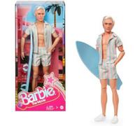 Barbie The Movie Ken Doll Wearing Pastel Pink And Green Striped Beach Matching